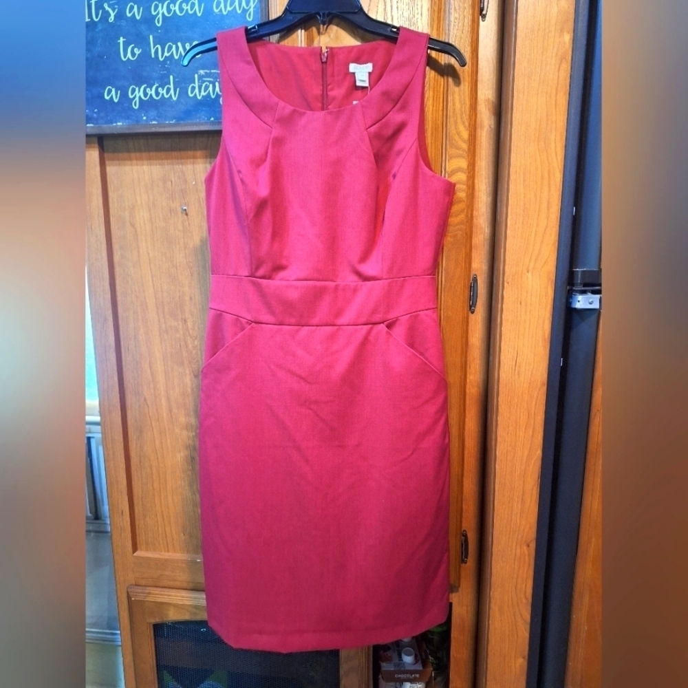 J. Crew Elegant Red Wool Blend Sleeveless Midi Dress In A Size 8. NWT